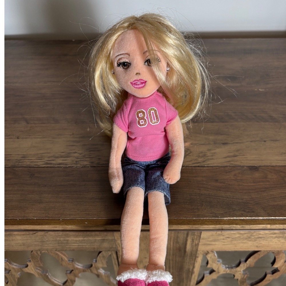 Ty Girlz Happy Hillary Plush Doll Blonde Hair Pink 80 Shirt Denim Pants 2007